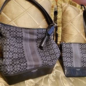 Coach Navy Purse  and crossbody Leather/canvas